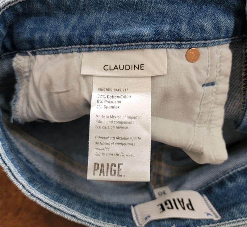 NWOT PAIGE 30 Claudine Flare Jeans Raw Hem Blue 121301