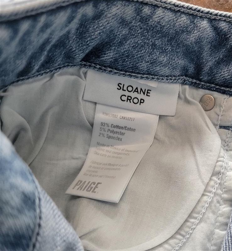 NWOT PAIGE 30 Sloane Crop Raw Hem Jean Blue 121306