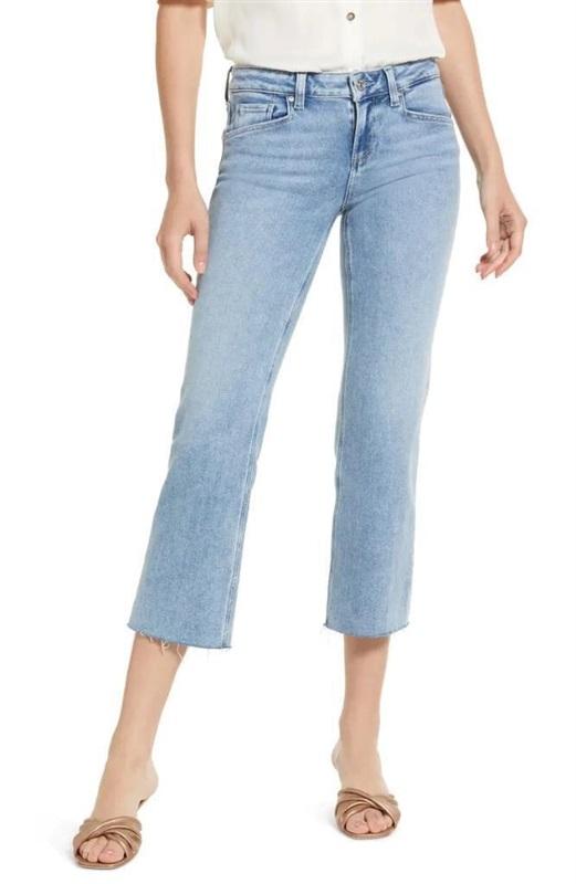 NWOT PAIGE 30 Sloane Crop Raw Hem Jean Blue 121306