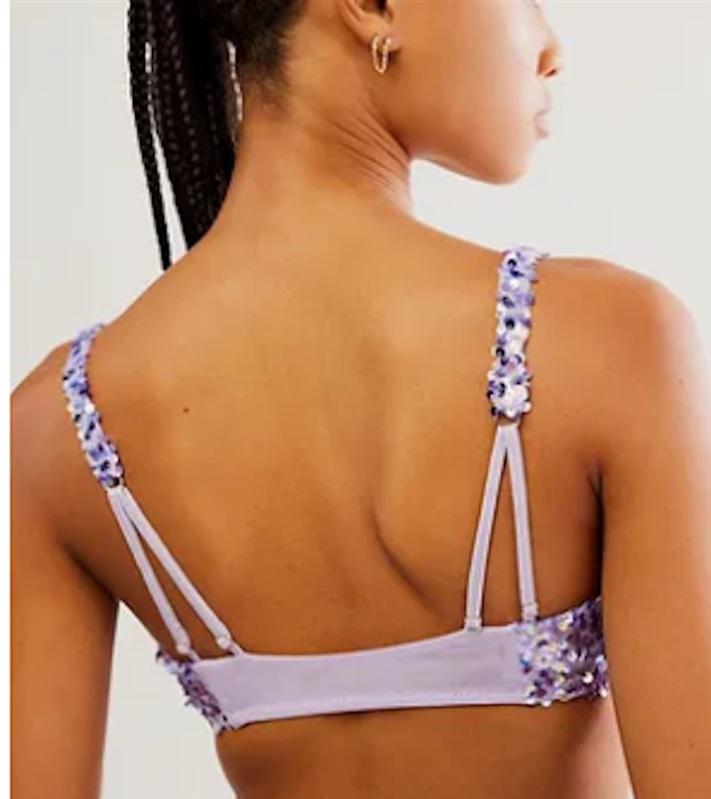 NWT Intimately Free People XS Sparks Fly Bralette Purple Sequin 121313