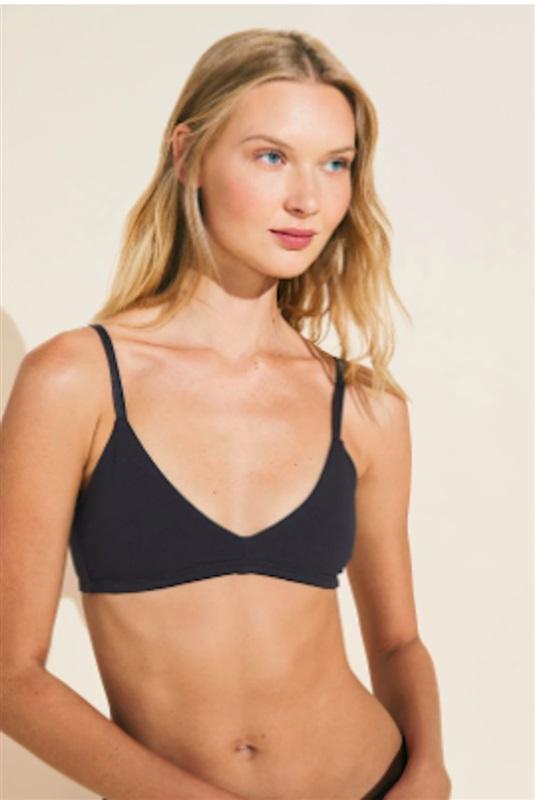 NWT Eberjey M/L Pima Goddess Stretch Bralette Black Bra 121323