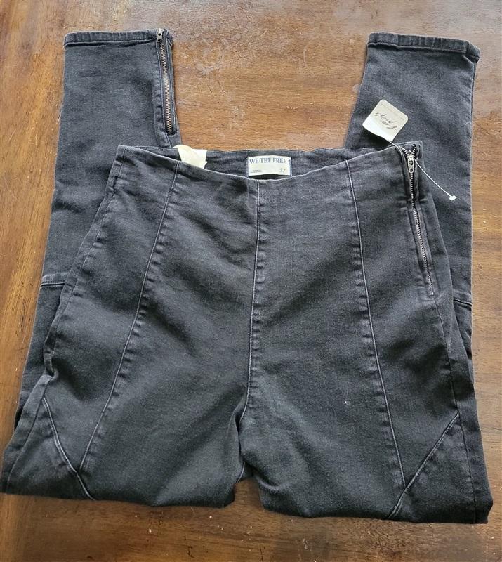 NWT We The Free 31 Bella Moto Mid Rise Skinny Black Jeans 121348