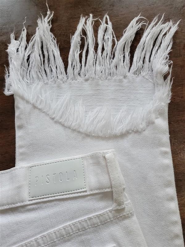 NWOTD Pistola Denim High Rise Fringe Jeans White 121351