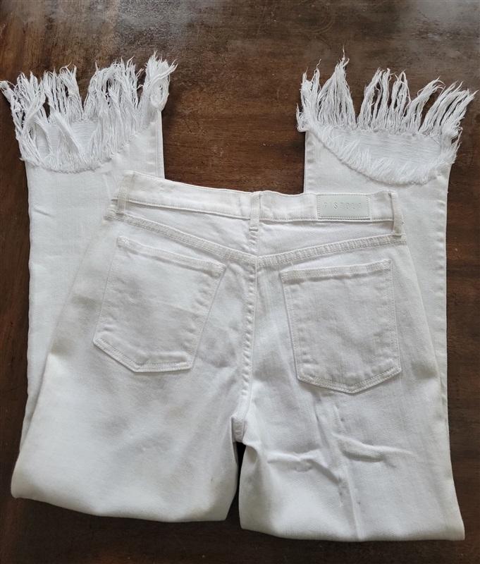 NWOTD Pistola Denim High Rise Fringe Jeans White 121351