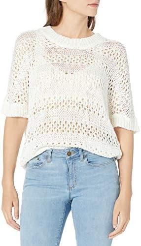 NWOT Karen Kane SM On Safari Short Sleeve Crochet Pullover Sweater White 121352