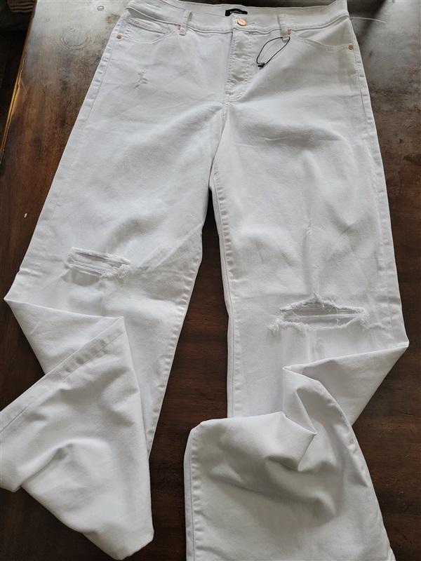 NWOTD Express 12L High Waisted Distressed Wide Leg Jeans White 121354