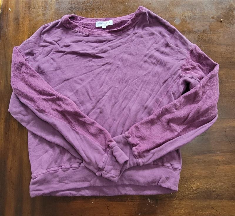 NWOT Michael Stars KNIT Ezra XS Purple Astor Mixed Fabric Sweatshirt 121377