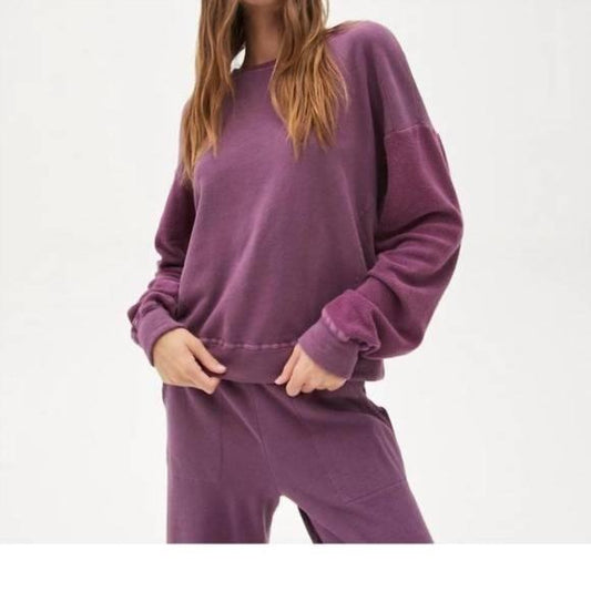 NWOT Michael Stars KNIT Ezra XS Purple Astor Mixed Fabric Sweatshirt 121377