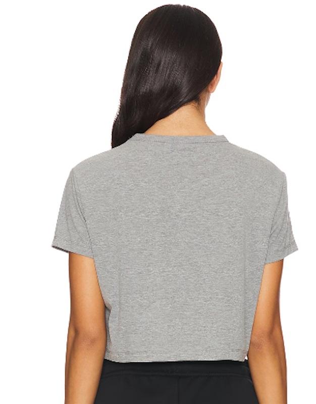 NWT Monrow S Textured Tri-Blend Cropped Top Tee Gray 121388