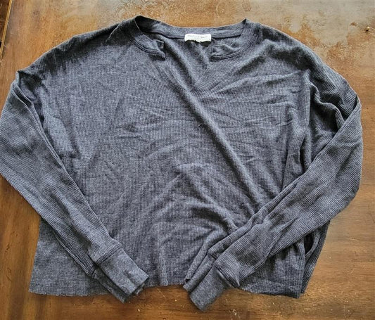 NWOT Michael Stars S Delia V neck Thermal T Shirt Long Sleeve 121392