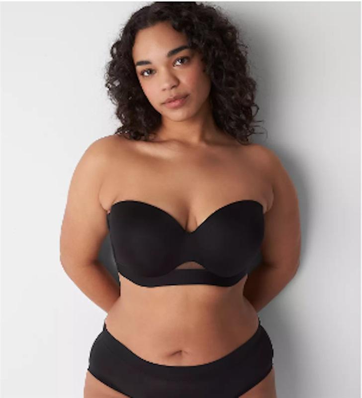 NWOT Cacique 42DD Comfort Bliss Lightly Lined Strapless Bra Black 121393