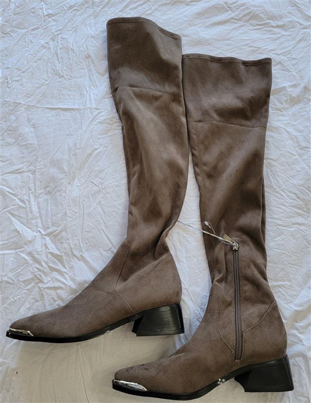 NWOT Marc Fisher 6.5 Yakira Over The Knee Boots Faux Suede Olive Green 121399
