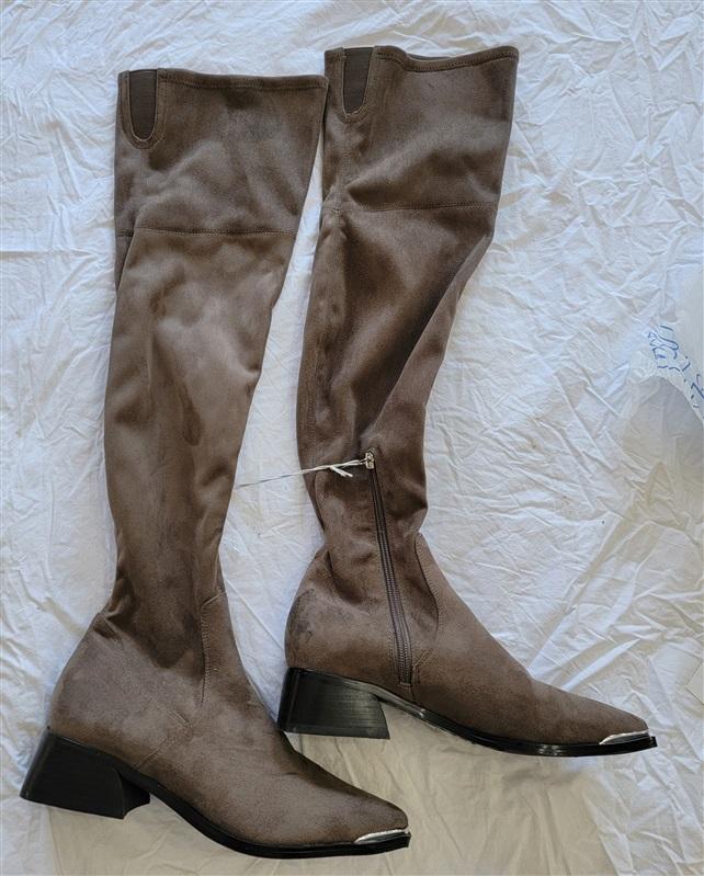 NWOT Marc Fisher 6.5 Yakira Over The Knee Boots Faux Suede Olive Green 121399