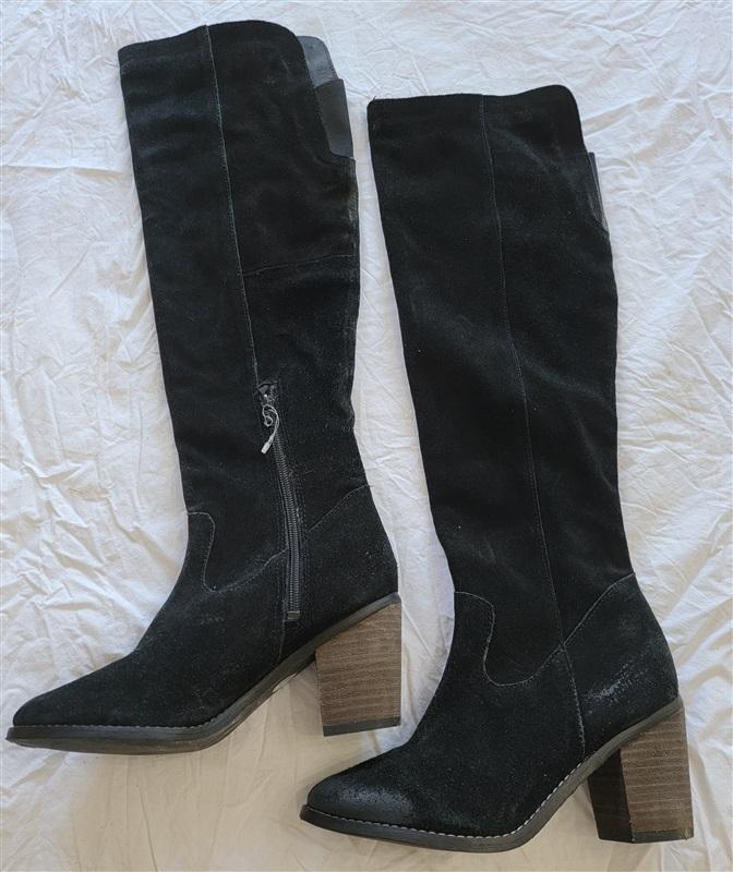 NWOT Diba 6.5 Leg Up Black Suede Slouch Cowboy Boots 121403