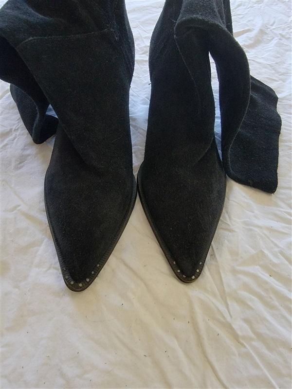 NWOT Sam Edelman 6.5 Leahla Black Suede Pointy Toe Boots 121407