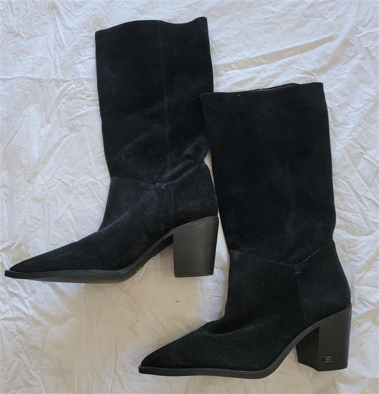 NWOT Sam Edelman 6.5 Leahla Black Suede Pointy Toe Boots 121407