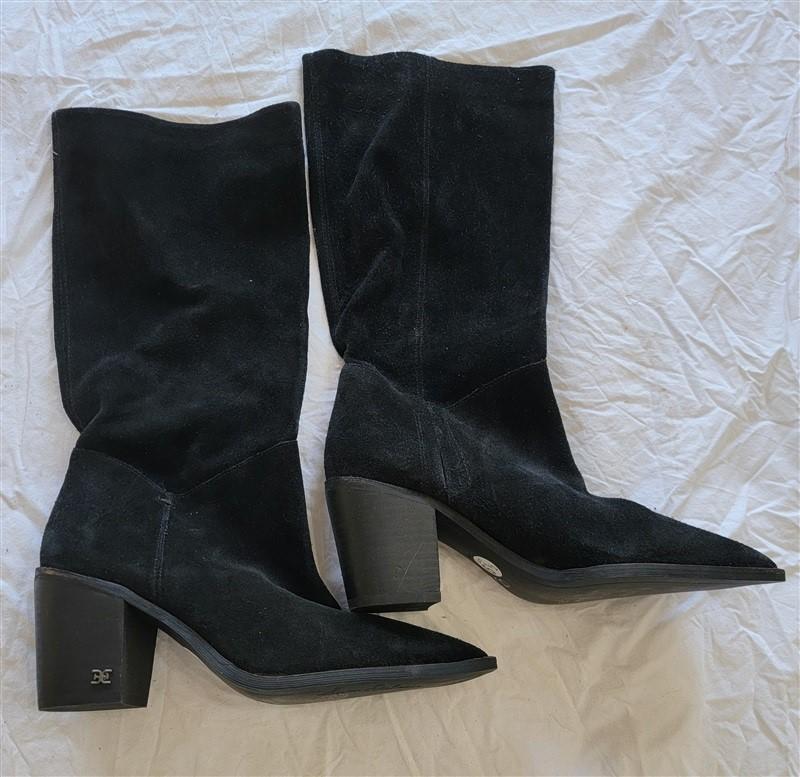 NWOT Sam Edelman 6.5 Leahla Black Suede Pointy Toe Boots 121407