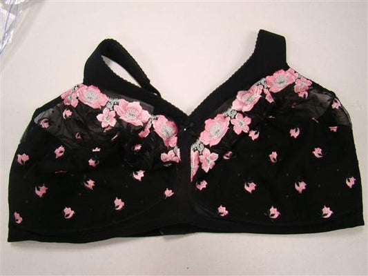 NWOT Glamorise 36D Magic Lift Full Figure Support Bra 1015 black Pink 121430