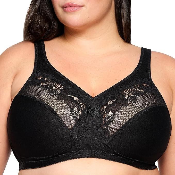 NWOT Glamorise 40H Magic Lift Full Figure Minimizer Bra 1003 Black 121480