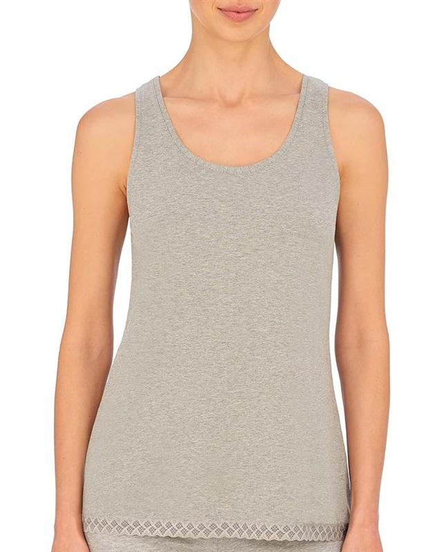 NWT Natori L Bliss Cotton Tank Top 788058 Lace Edge 121482