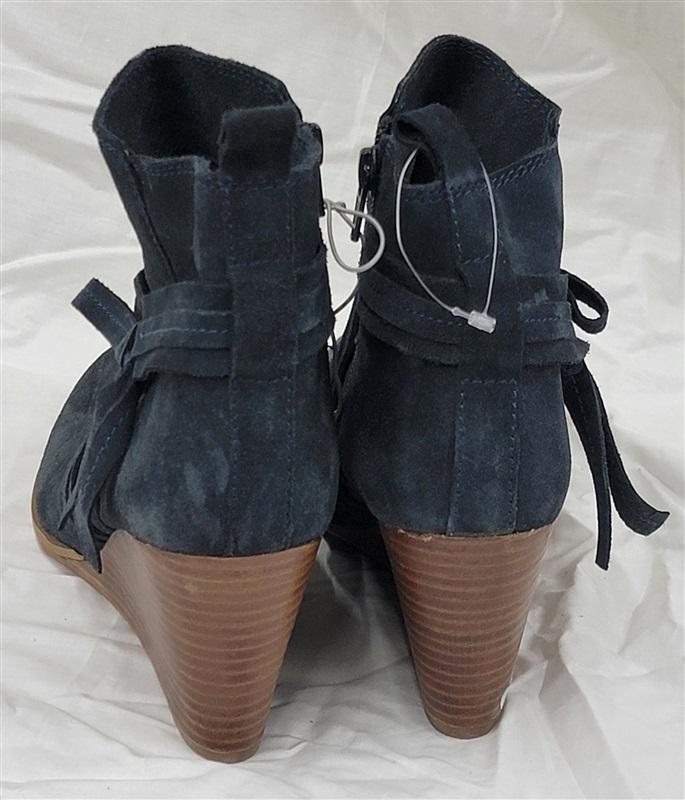 NWOT Diba 7.5 Blue Suede Wedge Heel Ankle Boots 121492