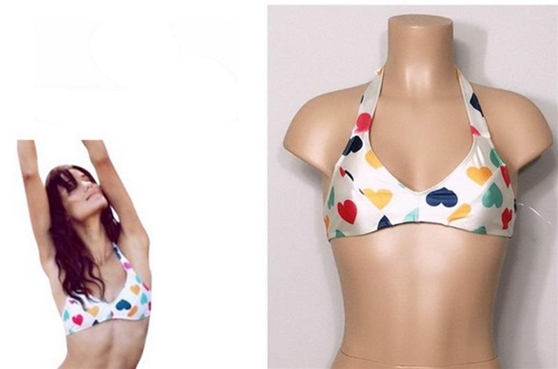 NWT Wildfox XS Triangle Bra Bralette Multi-color Rainbow Hearts 81934