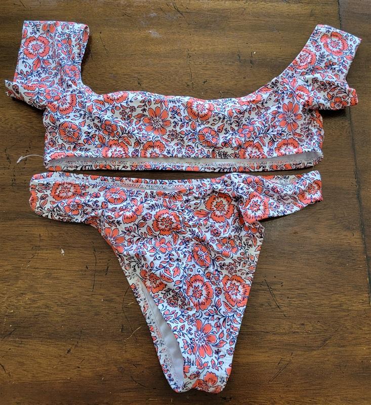 NWOT Barefoot Miss California S Off Shoulder Swim Set Bikini Top Bottom 121505