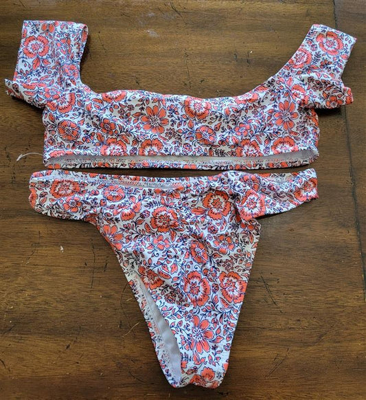 NWOT Barefoot Miss California S Off Shoulder Swim Set Bikini Top Bottom 121505