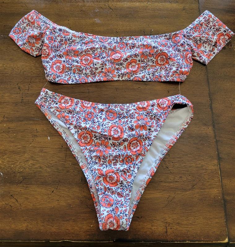 NWOT Barefoot Miss California S Off Shoulder Swim Set Bikini Top Bottom 121505