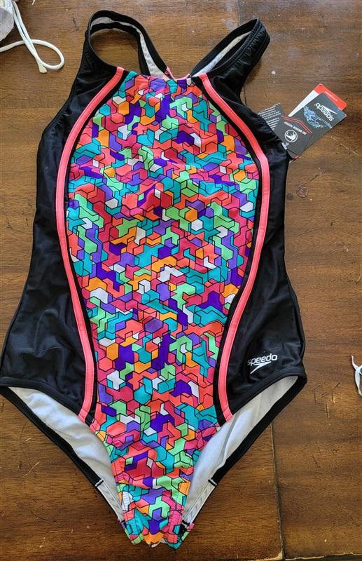 NWT Speedo 16 Girls Puzzle Piece 1PC Swimsuit 121507