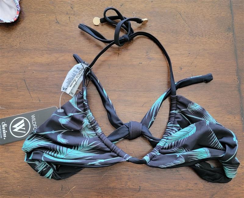 NWT Wildfox S Reversible Halter Triangle Bikini Swim Top Bamboo 121521