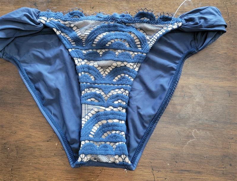 NWOT Pilyq Nautica Navy Lace Full S Side Tab Bikini Swim Bottoms 121533