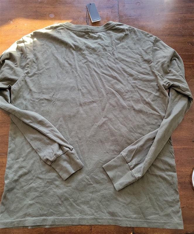 NWT Monrow M Long Sleeve Ex-Boyfriend Pocket Crew Olive Green 121536