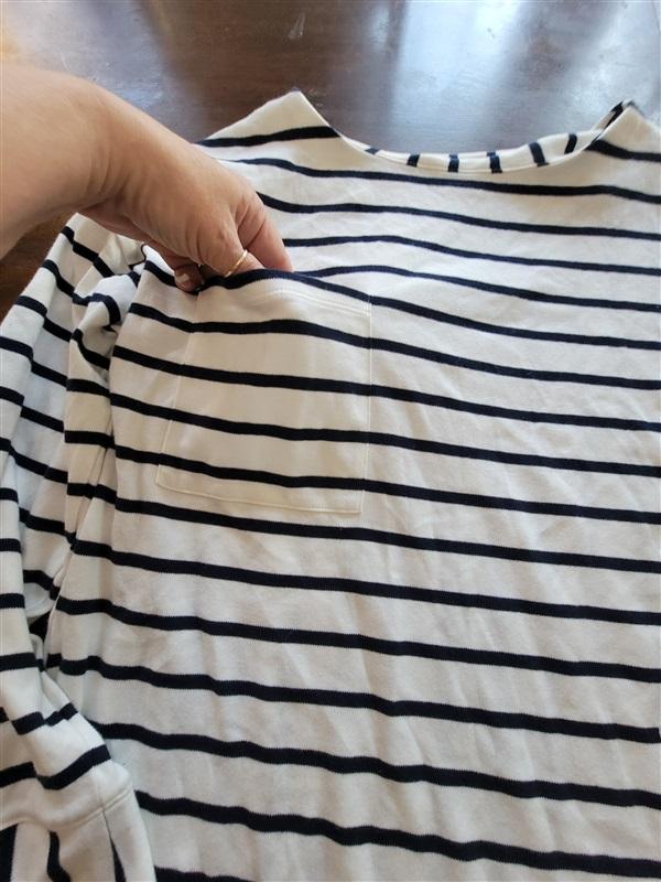 NWOTD Brooks Brothers Boat Neck Blue and White Top 121545