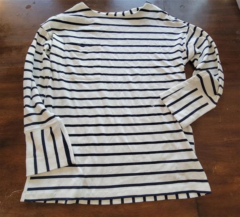 NWOTD Brooks Brothers Boat Neck Blue and White Top 121545