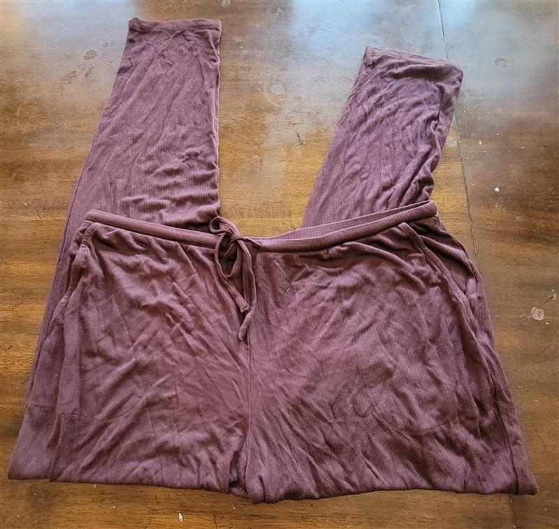 NWOT Soma L Aubergine Purple Stripe Pajama Bottom Pockets 121547