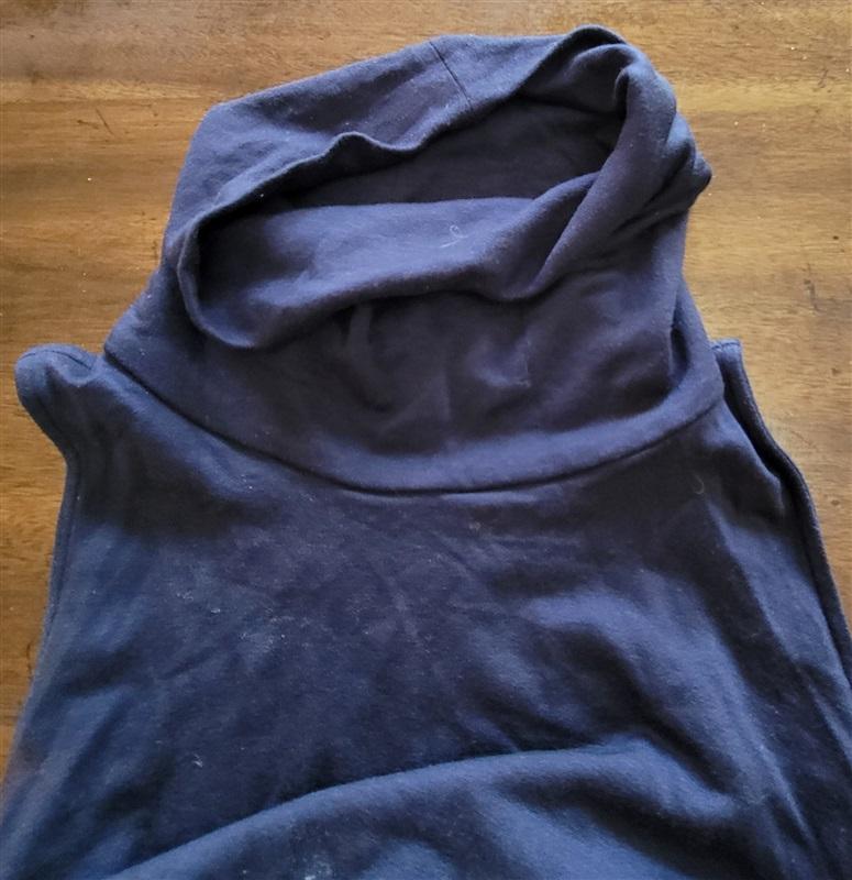 NWOT Eileen Fisher PM Sleeveless Turtleneck Midi Dress Pocket Blue 121548