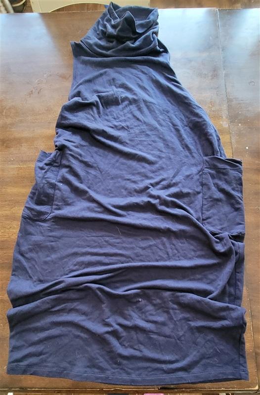 NWOT Eileen Fisher PM Sleeveless Turtleneck Midi Dress Pocket Blue 121548
