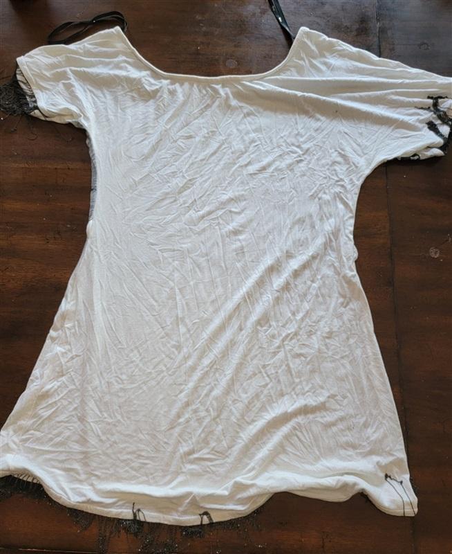 NWOT Sky L Cheetah T-Shirt Tunic Chain Trim White Gray 121552