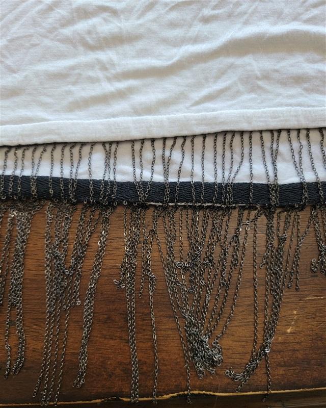 NWOT Sky L Cheetah T-Shirt Tunic Chain Trim White Gray 121552