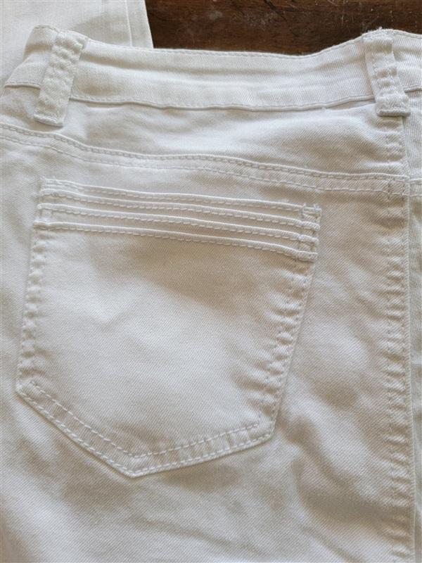 NWOT Kate & Mallory 8 Stretch Denim Tuxedo Ribbon Jeans White 121560