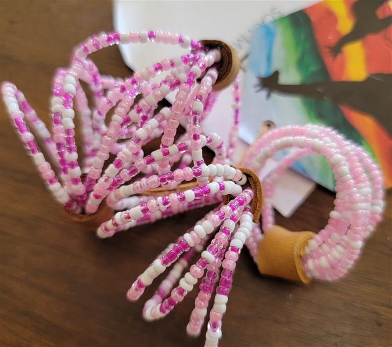 NWT Global Mosaic Africa Ariafrica Pink Beaded Napkin Rings 121567