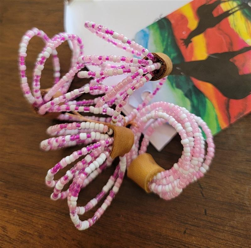 NWT Global Mosaic Africa Ariafrica Pink Beaded Napkin Rings 121567