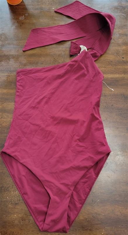 NWOT Armantia S ROSARIO 1PC Shoulder Bow Tie Dk Cherry Wine Swimsuit 121574