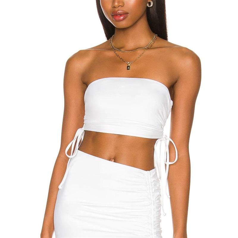 NWOTD L Space S Tessa Brooks Kim Top & Isla Skirt Tie Up Swim Set White 121582