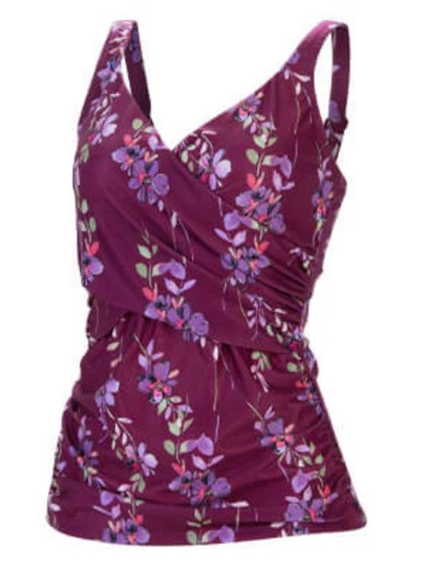 NWOT Dolfin XL Aquashape Wrap Tankini Top Purple 121585