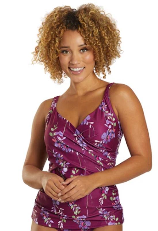 NWOT Dolfin XL Aquashape Wrap Tankini Top Purple 121585