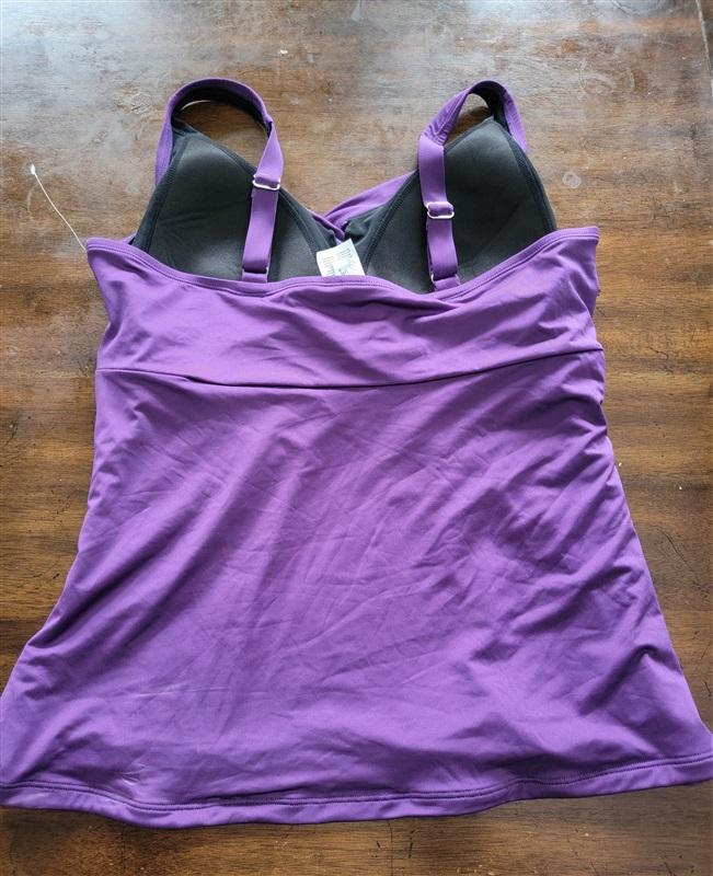 NWOT Dolfin XL Aquashape Wrap Tankini Top Purple 121585