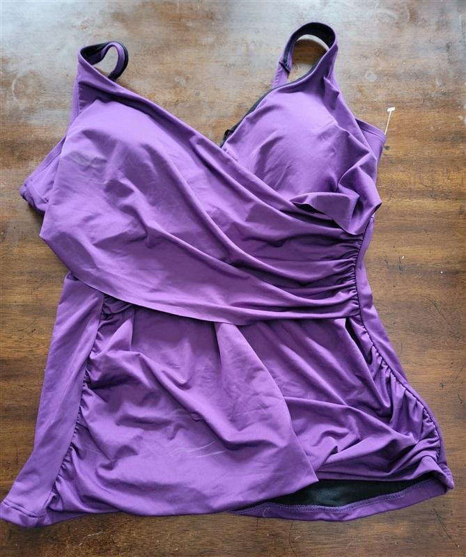 NWOT Dolfin XL Aquashape Wrap Tankini Top Purple 121585