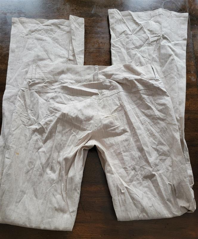NWOT Sky 8 Pinstripe Trousers Pants Tan & Gold 121590